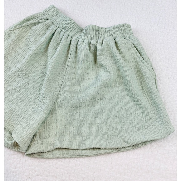 THER STUDIO • Mint Green Textured High-Waisted Mini Shorts - Picture 5 of 8
